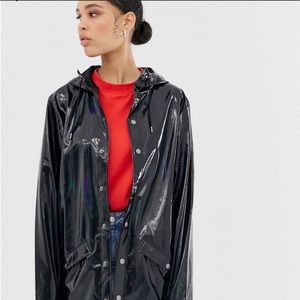 Shiny polyester rain coat